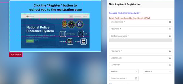 how to get police clearance online - register for an online account