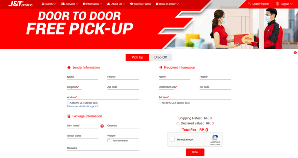 j&t express rates - pick up or drop off