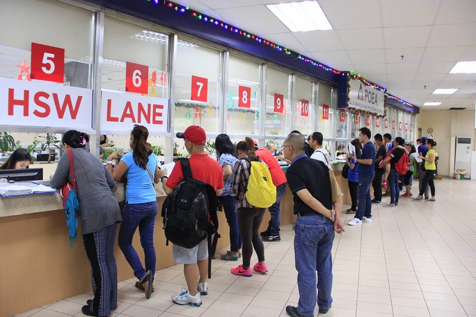 POEA counter with OFWs submitting their requirements