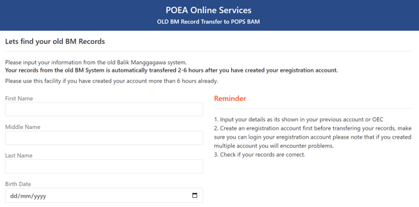 BM Online - How to Transfer Your Old BM Online Credentials to POPS-BaM