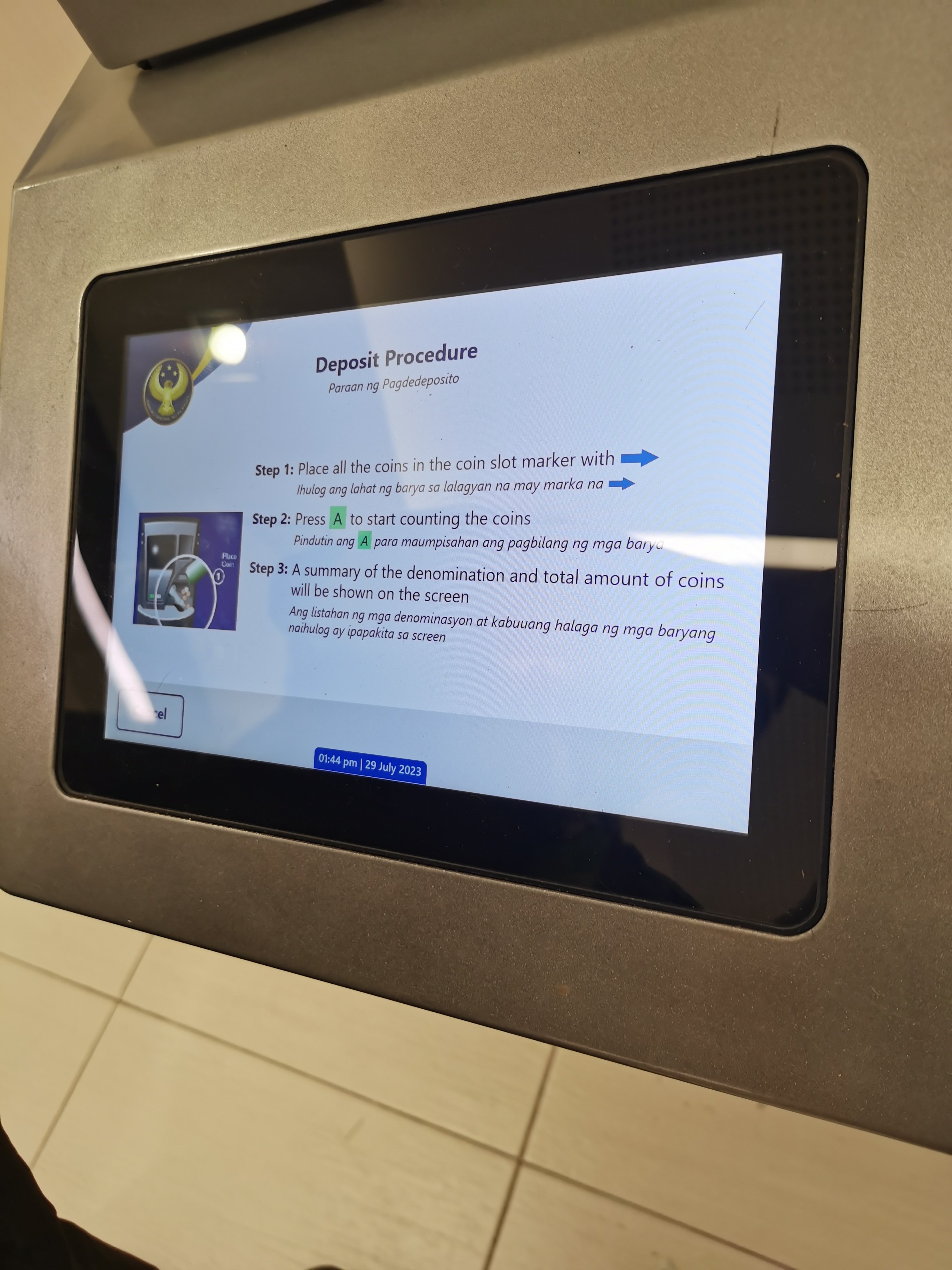 step 2 - bsp coin deposit procedure